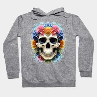 Skull head with flowers colourful Hoodie